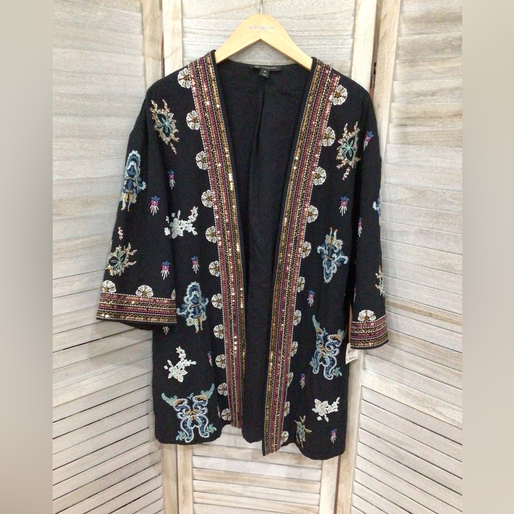 NWT INC Concepts Black floral embellished jacket